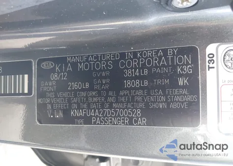 2013 Kia Forte Ex from USA, damaged, VIN KNAFU4A27D5700528